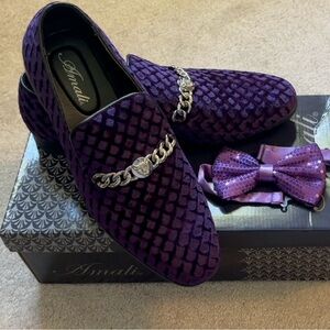Amalfi Men's Purple Loafers with Chain Detail
